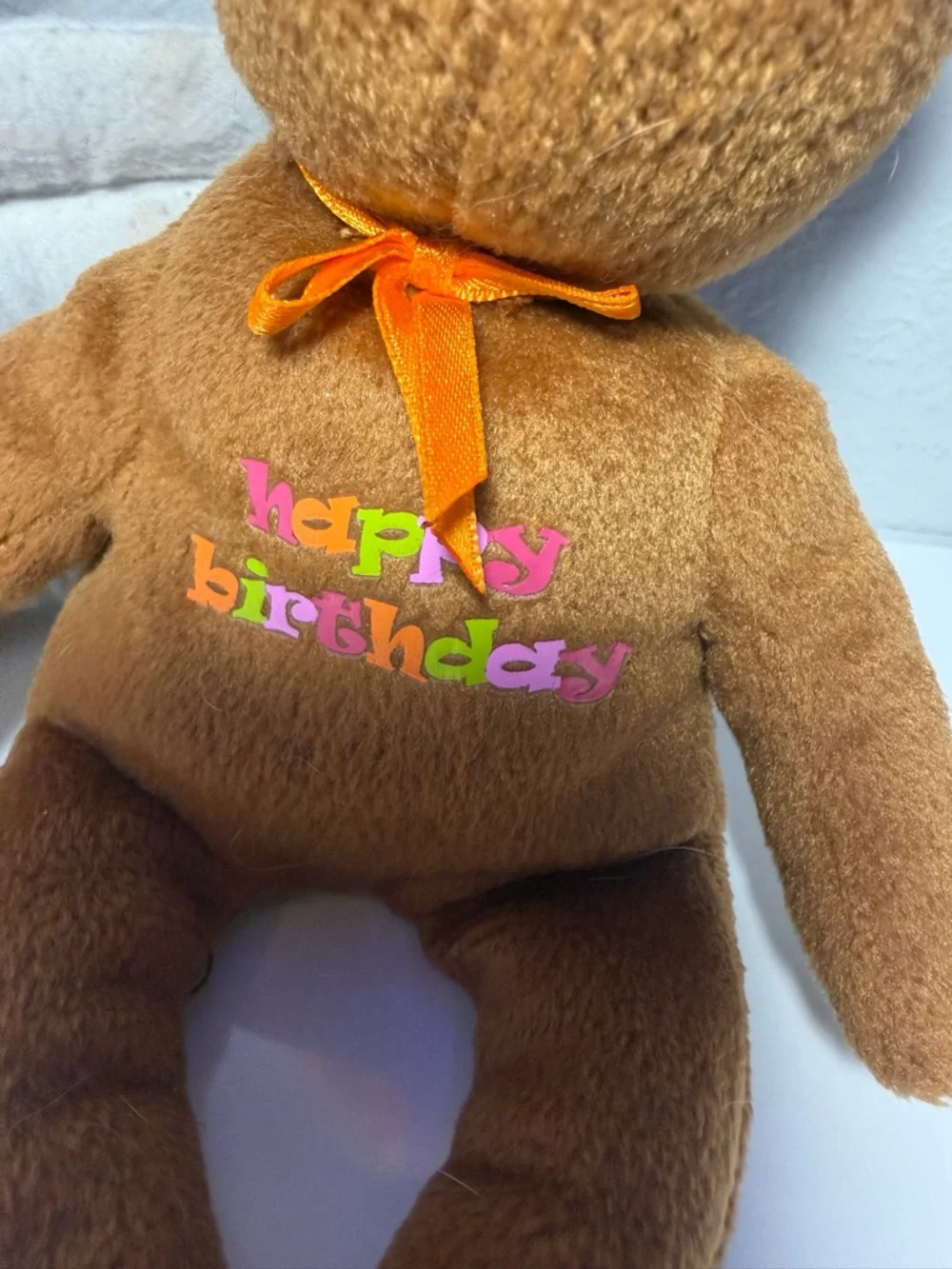 Happy Birthday Brown TyPlush Bear with Party Hat